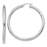 Image of 55mm 10k White Gold 4mm x 55mm Tube Hoop Earrings