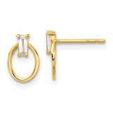 Image of 9.6mm 14K Yellow Gold Polished CZ Oval Post Earrings
