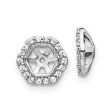 8mm 10k White Gold Hexagon Diamond Earrings Jackets