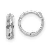 Image of 9.13mm 14k White Gold Diamond-cut Hinged Hoop Earrings