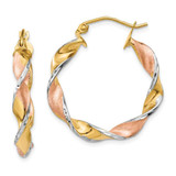 Image of 19mm 14K Yellow Gold & Rhodium Twisted Hoop Earrings
