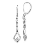 Image of 45mm 10k White Gold Diamond Leverback Dangle Earrings