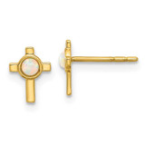 Image of 7.9mm 14K Yellow Gold Created Opal Cross Post Earrings