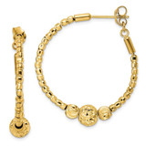 Image of 30.28mm 14K Yellow Gold Diamond-cut Hoop Beaded Earrings
