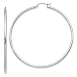 Image of 60mm 14k White Gold Polished 2x60mm Tube Hoop Earrings