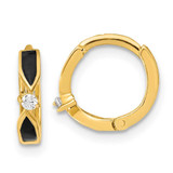 Image of 11mm 14K Yellow Gold Polished Black Onyx Hoop Earrings