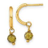 Image of 17.8mm 14K Yellow Gold Green CZ Dangle Half Hoop Earrings