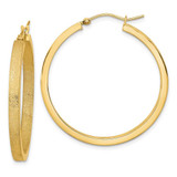 Image of 37.73mm 14K Yellow Gold Polished and Brushed Hoop Earrings