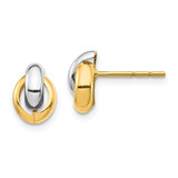 Image of 9.9mm 14K Yellow Gold & White Rhodium Oval Post Earrings