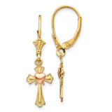 Image of 32mm 10k Two-tone Gold Heart on Cross Leverback Earrings
