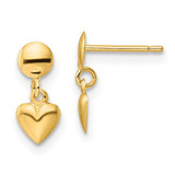 Image of 12.25mm 10k Yellow Gold Polished Heart Post Dangle Earrings