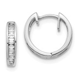 Image of 11mm 10k White Gold Baguette Diamond Hinged Hoop Earrings