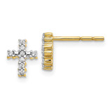 Image of 8mm 10k Yellow Gold Polished Diamond Cross Post Earrings