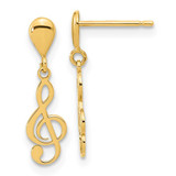 Image of 18.4mm 14K Yellow Gold Polished Treble Clef Dangle Earrings