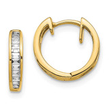 Image of 11mm 10k Yellow Gold Baguette Diamond Hinged Hoop Earrings
