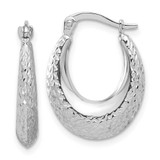 Image of 22mm 14K White Gold Polished and Diamond-cut Hoop Earrings