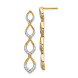 Image of 39.7mm 14K Yellow Gold Polished Dangle Diamond Post Earrings