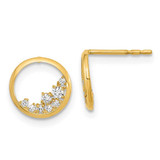 Image of 9.25mm 14K Yellow Gold Polished Open Circle CZ Post Earrings