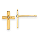 Image of 11.2mm 14K Yellow Gold and White Rhodium Cross Post Earrings