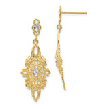 Image of 36mm 14K Yellow Gold Rhodium Diamond-cut Filigree Earrings