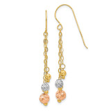 Image of 45mm 14K Tri-color Gold w/Diamond-cut Beads Dangle Earrings