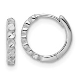 Image of 11.25mm 14k White Gold Diamond-cut 2x12mm Hinged Hoop Earrings