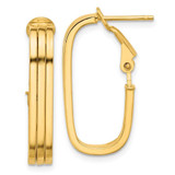 Image of 25.25mm 14K Yellow Gold Polished Oval Omega Back Hoop Earrings