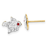 Image of 9.4mm 14k Yellow Gold Red & Clear Crystal Bird Post Earrings
