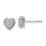 Image of 7.25mm 14k White Gold Polished Diamond-cut Heart Post Earrings