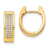 Image of 13mm 14K Yellow Gold Diamond Small Hinged Oval Hoop Earrings