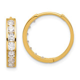 Image of 18.2mm 14K Yellow Gold Polished CZ 4x18mm Huggie Hoop Earrings