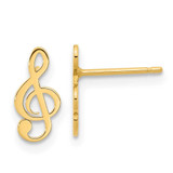Image of 10.25mm 14K Yellow Gold Polished Treble Clef Note Post Earrings
