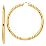 Image of 70mm 14K Yellow Gold Polished 4x70mm Round Tube Hoop Earrings