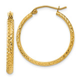 Image of 25mm 10k Yellow Gold Diamond-cut 2.8x25mm Hollow Hoop Earrings