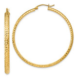 Image of 46mm 14K Yellow Gold Diamond-cut 3.5x46mm Hollow Hoop Earrings