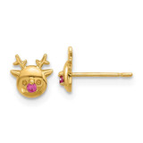 Image of 6.8mm 14K Yellow Gold Madi K Polished CZ Reindeer Post Earrings