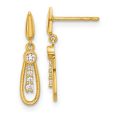 Image of 19.5mm 14K Yellow Gold Polished Teardrop CZ Post Dangle Earrings