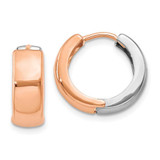 Image of 10mm 14k Two-tone White and Rose Gold Gold Hinged Hoop Earrings