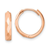Image of 14.45mm 14k Rose Gold Polished Faceted 3x15mm Hinged Hoop Earrings