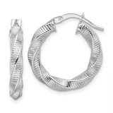 Image of 17mm 14k White Gold 3.5mm Twisted & Textured Round Hoop Earrings