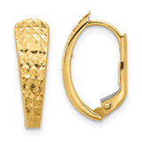 Image of 18.3mm 14K Yellow Gold Polished and Diamond-cut Leverback Earrings