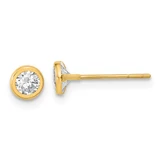 Image of 4.5mm 14K Yellow Gold Polished Circle Bezel with CZ Post Earrings