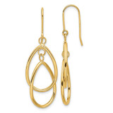 Image of 42mm 14K Yellow Gold Polished Double Circle Dangle Wire Earrings
