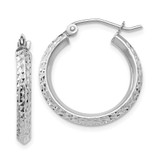 Image of 20mm 10k White Gold Knife Edge Diamond-cut 2.5x20mm Hoop Earrings