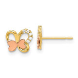 Image of 7.3mm 14k Madi K Two-Tone Gold Polished CZ Butterfly Post Earrings