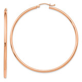 Image of 57.25mm 14k Rose Gold Polished 2x55mm Lightweight Tube Hoop Earrings