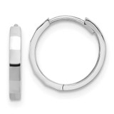 Image of 13.2mm 14K White Gold Polished and Diamond-cut Hinged Hoop Earrings