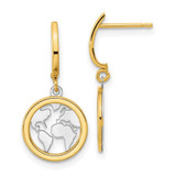 Image of 24mm 14K Yellow Gold Polished White Rhodium Earth Dangle Earrings