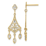 Image of 35mm 10K Yellow Gold w/Rhodium Filigree Chandelier Dangle Earrings