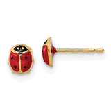 Image of 5mm 14K Yellow Gold Polished Enameled Small Ladybug Post Earrings